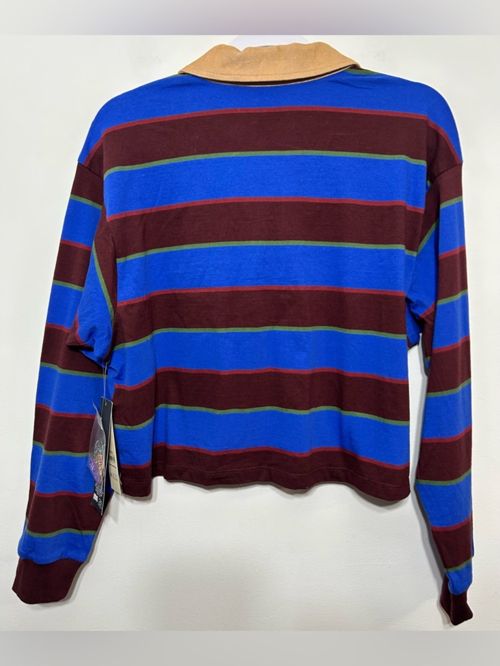New! Stranger Things No Boundaries Striped Long Sleeve Cropped Rugby Polo Shirt - Picture 8 of 12